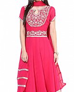 Hot Pink Chiffon Suit- Indian Semi Party Dress