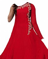 Red Chiffon Suit- Indian Semi Party Dress