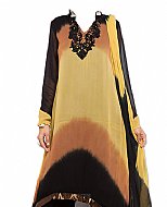 Yellow/Black Chiffon Suit- Indian Semi Party Dress