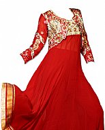 Red Chiffon Suit- Indian Semi Party Dress