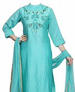 Light Turquoise Georgette Suit- Indian Semi Party Dress