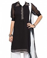 Black/White Chiffon Suit- Indian Semi Party Dress