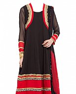 Black/Red Chiffon Suit- Indian Semi Party Dress