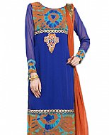 Blue/Rust Chiffon Suit- Indian Semi Party Dress