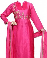 Hot Pink Silk Suit- Indian Semi Party Dress