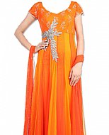 Orange Chiffon Suit- Indian Semi Party Dress