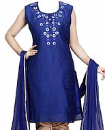 Navy Blue Silk Suit- Indian Semi Party Dress