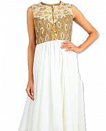 Off-white Chiffon Suit- Indian Semi Party Dress