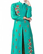 Turquoise Silk Suit- Indian Semi Party Dress