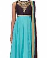 Plum/Turquoise Georgette Suit- Indian Semi Party Dress