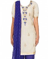 Off-white/Indigo Georgette Suit- Indian Dress