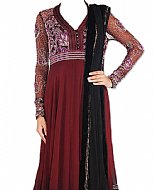 Burgundy Chiffon Suit- Indian Semi Party Dress