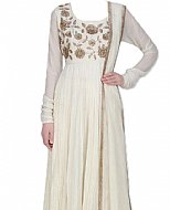 Off-white Chiffon Suit- Indian Semi Party Dress