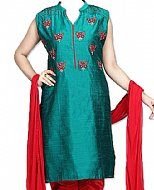 Teal Silk Suit- Indian Semi Party Dress