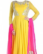 Yellow Chiffon Suit- Indian Semi Party Dress
