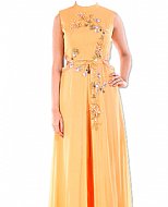 Mustard ChiffonSuit- Indian Semi Party Dress