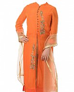 Orange Chiffon Suit- Indian Semi Party Dress