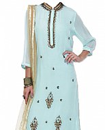 Light Blue Chiffon Suit- Indian Semi Party Dress