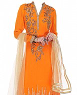 Orange Chiffon Suit- Indian Semi Party Dress