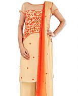 Ivory/Orange Chiffon Suit- Indian Dress