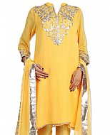 Yellow Chiffon Suit- Indian Semi Party Dress