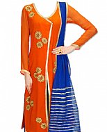 Orange/Blue Chiffon Suit- Indian Dress