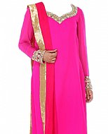 Hot Pink Chiffon Suit- Indian Semi Party Dress