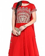 Red Chiffon Suit- Indian Semi Party Dress