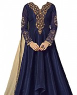 Navy Blue Silk Suit- Indian Semi Party Dress