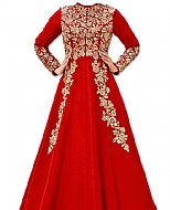 Coral Raw Silk Suit- Indian Dress