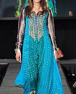 Turquoise Chiffon Jamawar Suit