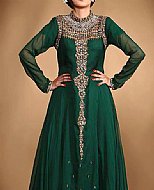 Bottle Green Chiffon Suit- Pakistani Party Wear Dress