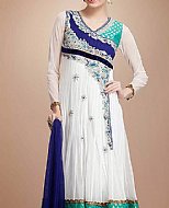 White/Blue Chiffon Suit- Pakistani Party Wear Dress