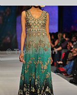 Sea Green/Black Chiffon Suit- Pakistani Party Wear Dress