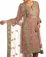 Tea Pink Chiffon Suit.- Pakistani Party Wear Dress