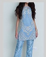 Sky Blue Chiffon Suit- Pakistani Formal Designer Dress