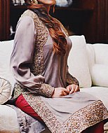 Grey/Red Chiffon Suit- Pakistani Party Wear Dress