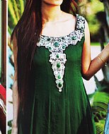 Bottle Green Chiffon Suit- Pakistani Party Wear Dress