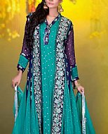 Turquoise/Blue Chiffon Suit- Pakistani Party Wear Dress