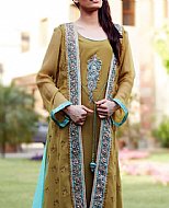 Olive Green Chiffon Suit- Pakistani Formal Designer Dress