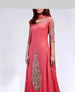 Carrot Pink Chiffon Suit- Pakistani Party Wear Dress