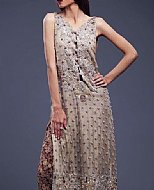 Sand Grey Silk Suit- Pakistani Party Wear Dress