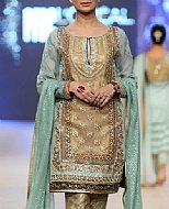 Beige/Turquoise Chiffon Suit- Pakistani Party Wear Dress