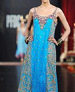 Turquoise Crinkle Chiffon Suit- Pakistani Formal Designer Dress