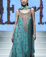 Turquoise Chiffon Suit- Pakistani Formal Designer Dress