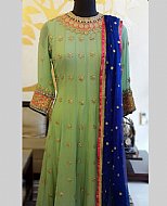 Green/Blue Chiffon Suit- Pakistani Formal Designer Dress