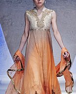 Off-white/Orange Chiffon Suit- Pakistani Party Wear Dress