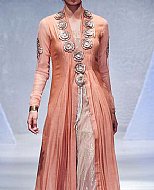 Peach Crinkle Chiffon Suit- Pakistani Party Wear Dress