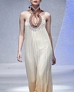 Off-white/Beige Chiffon Suit- Pakistani Party Wear Dress