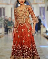 Rust Crinkle Chiffon Suit- Pakistani Formal Designer Dress